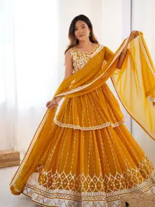 Fusionic Floral Embroidered Sequinned Ready To Wear Lehenga & Choli With Dupatta