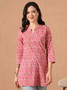 Anouk Rustic Women Floral Printed Mandarin Collar Pure Cotton Kurti