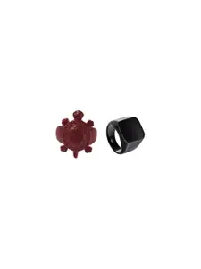 Dynamic Retail Global Set of 2 Rings for Men, Brown-Black Alloy Ring ()