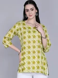 Tviksha Fashion Women Floral Printed V-Neck Pure Cotton A-Line Kurti