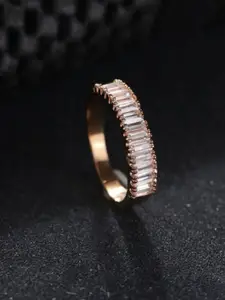 V FASHION JEWELLERY Women 9311 Copper-Plated Cubic Zirconia-Studded Finger Ring