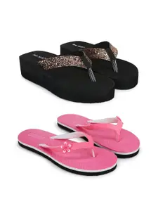 TWO SOFT Women Set Of 2 Thong Flip-Flops