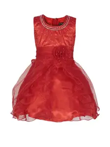 Shahina Fashion Girls Knee-Length Net & Satin Dress