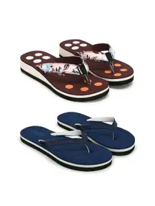 TWO SOFT Floral Printed Thong Flip-Flops