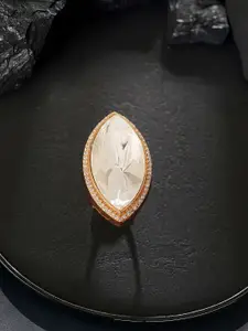 Saraf RS Jewellery Gold-Plated Kundan-Studded Adjustable Finger Ring