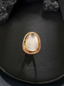 Saraf RS Jewellery Gold Plated Kundan Studded Bridal Handcrafted Adjustable Finger Rings