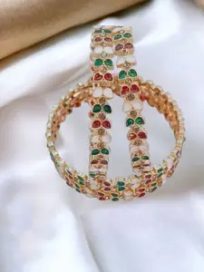 Anouk Set Of 4 Copper-Plated Enamelled Stone-Studded Bangles