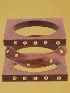 ATIBELLE Set of 3 Gold-Plated Wooden Bangles