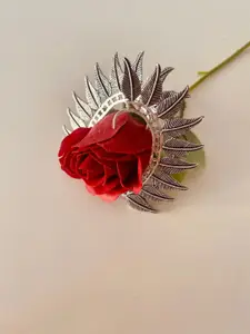 Sangria Women Silver-Plated Ethnic Leaf Style Ear Cuffs