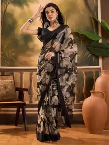Sangria Floral Printed Saree With Unstitched Blouse Piece