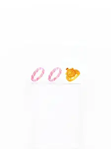 Dynamic Retail Global Set of 3 Ring for Men, Multicolor-Yellow Alloy Ring ()