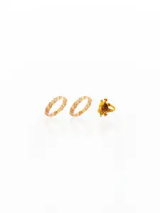 Dynamic Retail Global Set of 3 Ring for Men, Multicolor-Yellow Alloy Ring ()