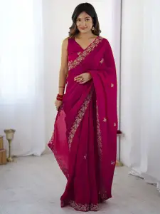 Satrani Embellished Sequinned Embroidered Tissue Saree