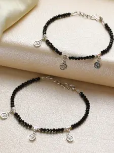 Sangria Set of 2 Life Of Tree Charms Beaded Handcrafted Anklets