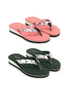 TWO SOFT Women Pack Of 2 Printed Thong Flip-Flops