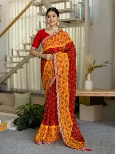 Satrani Bandhani Printed Sequinned Saree