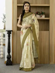 Satrani Ethnic Motifs Woven Design Zari Saree