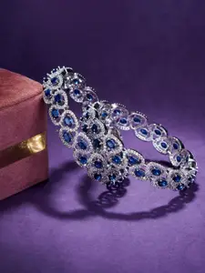 Opal Touch Set Of 2 Rhodium-Plated Americian Diamond-Studded Bangles