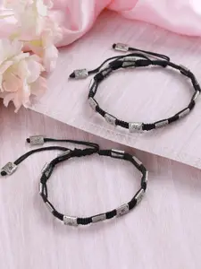 Anouk Set of 2 Rectangular Black Thread Boho style Anklets/Bracelet