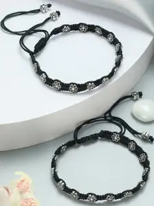 Anouk Set of 2 Floral Black Thread Anklets/Bracelet