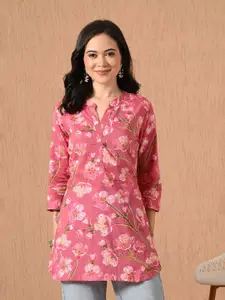 Anouk Rustic Floral Printed Mandarin Collar Pure Cotton Kurti