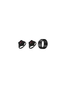 Dynamic Retail Global Set of 3 Ring for Men, Black-Black Alloy Ring ()