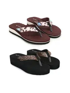 TWO SOFT Women Pack Of 2 Printed Thong Flip-Flops