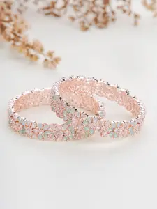Opal Touch Set Of 2 Rose Gold Plated & American Diamond Bangle