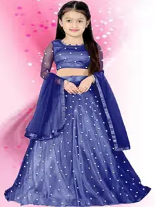 F Plus Fashion Girls Pink Net Semi-Stitched Lehenga Choli