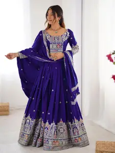 Jogmaya Fashion Embellished Thread Work Semi-Stitched Lehenga & Unstitched Blouse With Dupatta