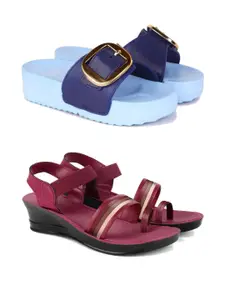 DRACKFOOT Women Pack of 2 Flip Flops