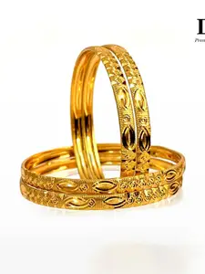 DMJ Gold Brass Gold-Plated Bangle