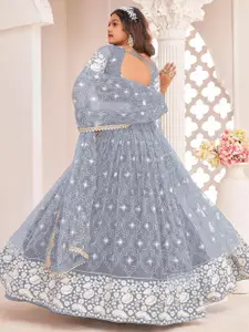 F Plus Fashion Girls Pink Net Semi-Stitched Lehenga Choli