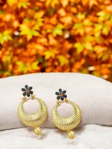 ANIKAS CREATION Gold-Plated Cubic Zirconia Studded Floral Shaped Chandbali