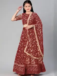 F Plus Fashion Girls Embellished Semi-Stitched Lehenga & Unstitched Blouse With Dupatta