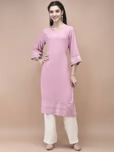 Shree V-Neck Straight Liva Kurta