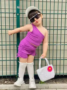 INCLUD Girls One Shoulder Top With Shorts