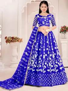 F Plus Fashion Girls Red Net Semi-Stitched Lehenga Choli