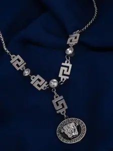 PANASH Silver-Plated Cubic Zirconia Studded Minimal Necklace