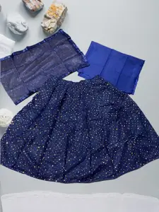 F Plus Fashion Girls Blue Net Semi-Stitched Lehenga Choli