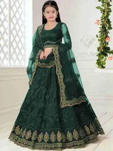 F Plus Fashion Girls Blue Net Semi-Stitched Lehenga Choli