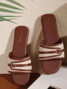 Sole Saga Women Textured Open Toe Flats