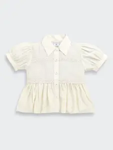Tiny Girl Puff Sleeve Cotton Shirt Style Top