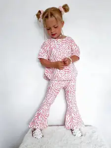 INCLUD Girls Printed Top with Trousers