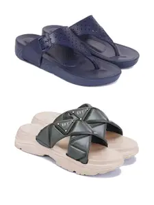 DRACKFOOT Women Pack Of 2 Flip-Flops