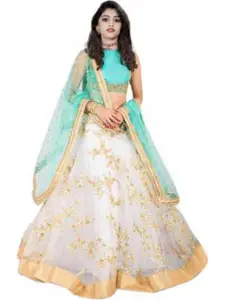 F Plus Fashion Girls Embroidered Semi-Stitched Lehenga & Unstitched Blouse With Dupatta