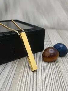 Iga collection Fashionable Vertical Gold Bar Pendant Necklace Chain Titanium Plated Copper Chain Set