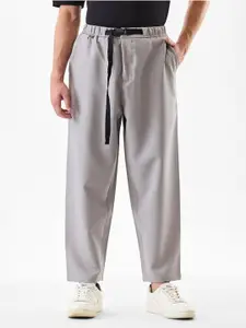 Snitch Men Grey Mid-Rise Relaxed Fit Trouser