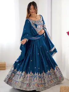 Jogmaya Fashion Embellished Thread Work Semi-Stitched Lehenga & Unstitched Blouse With Dupatta