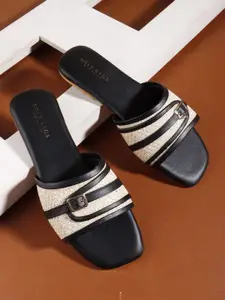 Sole Saga Women Striped Open Toe Flats